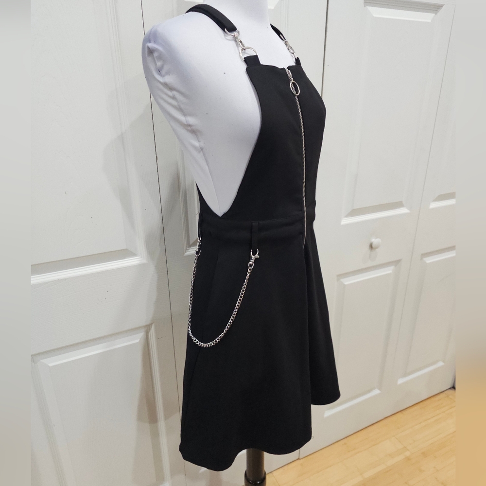 Hot Topic Punk Goth Black O-Ring Zipper & Chain Skirtall Skirt Overall Dress XS - Picture 4 of 16